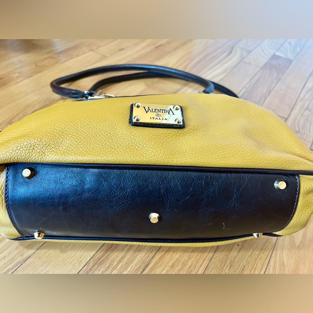 Valentina Yellow and Brown Italian leather Women's Purse - Picture 3 of 9